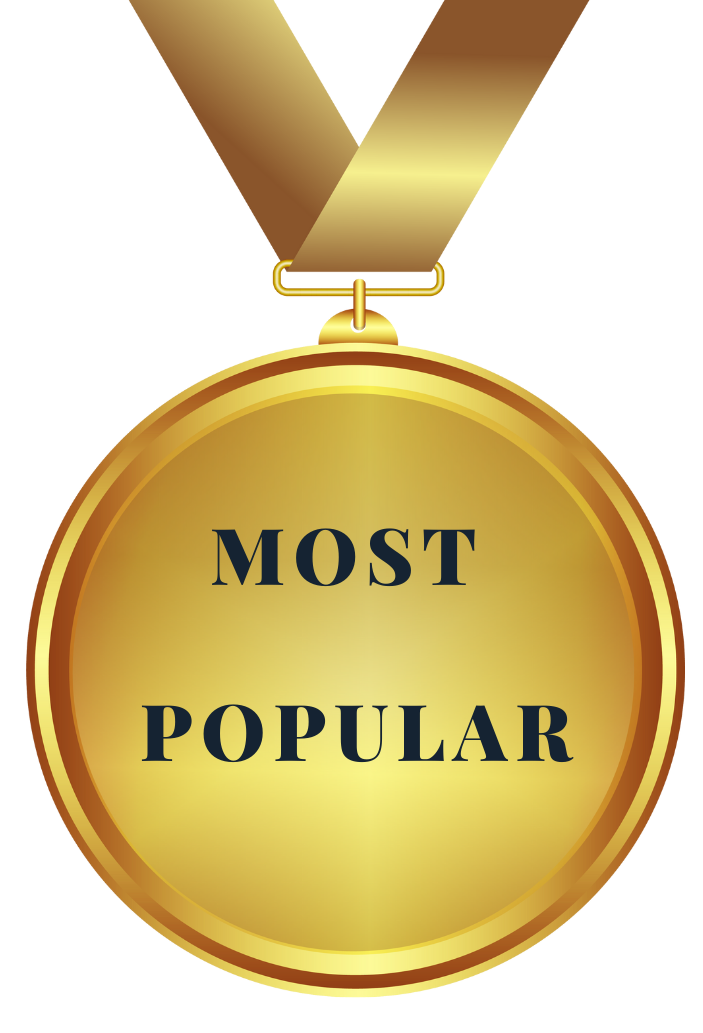 a gold medal saying "Most Popular" to reference to the account type