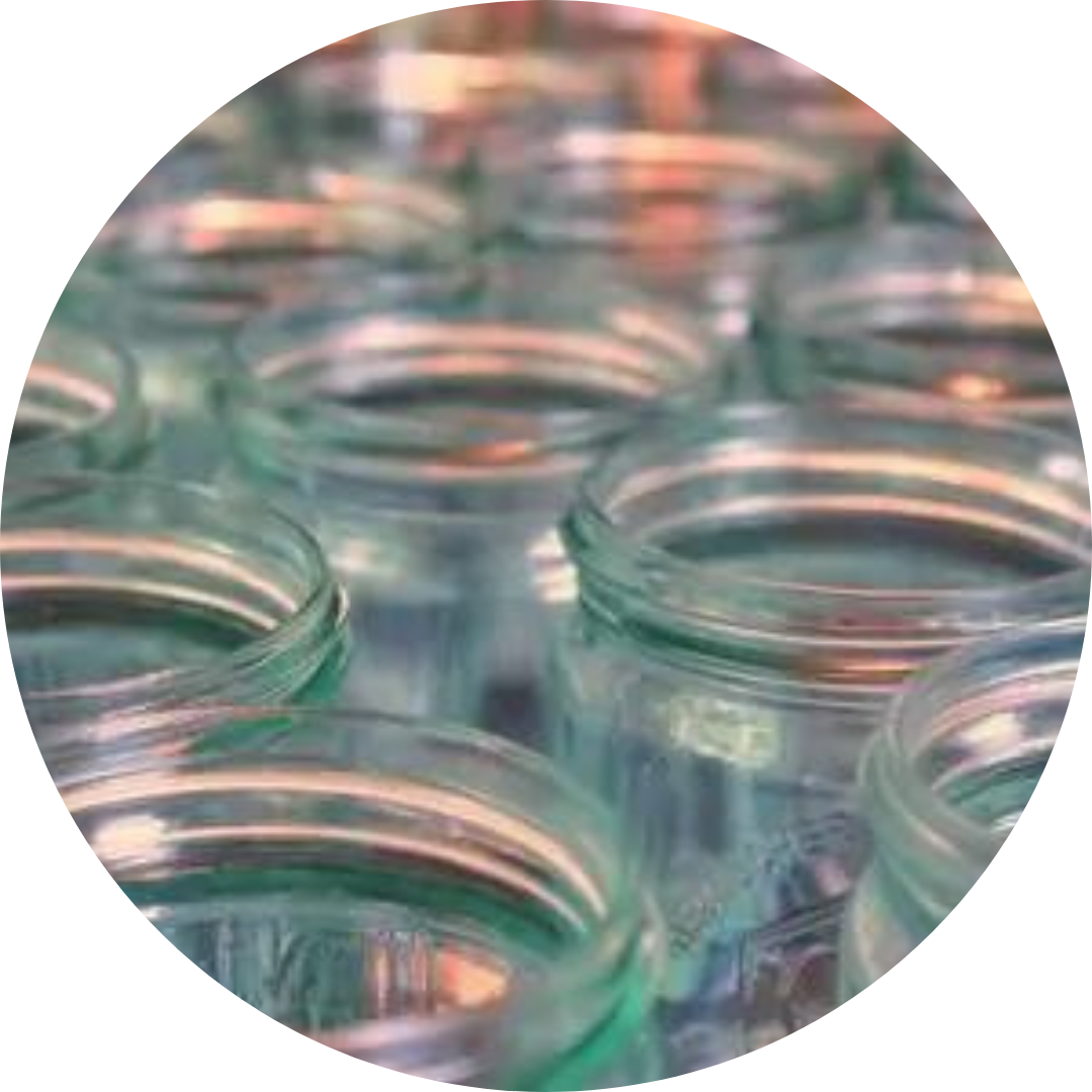 Circle image of jars with the lid off