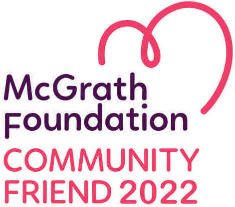 McGrath Foundation Logo Purple and pink letters with a half of heart